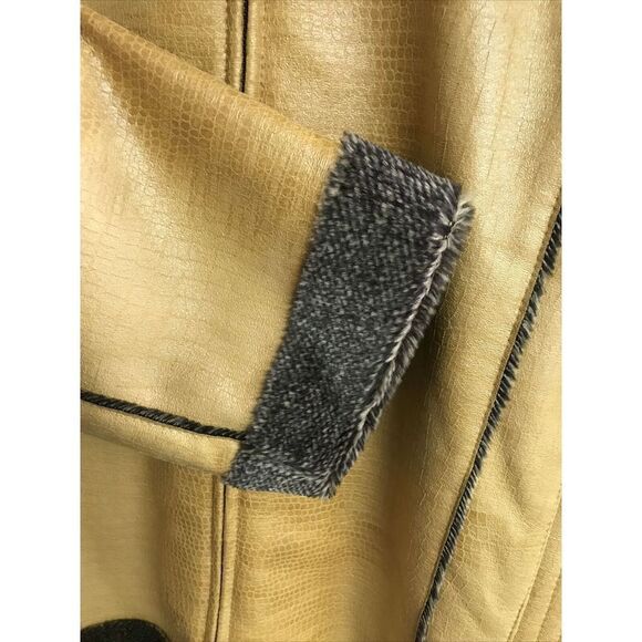 NEW Men Royal Prestige Faux Leather Fur Trim Zip Coat Jacket Pockets Lined XL - Picture 5 of 9